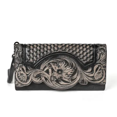 Top Layer Leather Long Wallet
